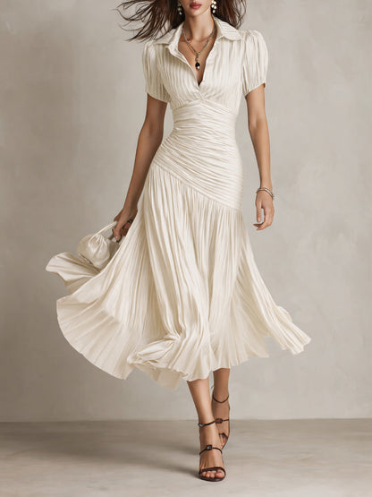 Adriana ∙ Vestito midi satinato a righe retrò