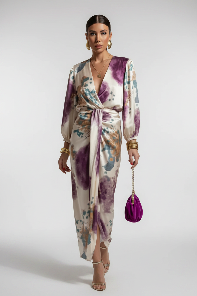 Vestido floral wrap midi