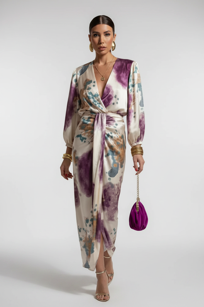 Vestido floral wrap midi