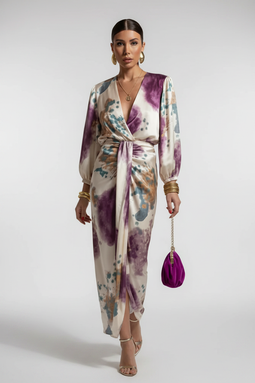 Vestido floral wrap midi